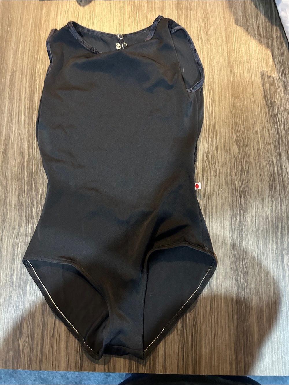 Black Yumiko dance Leotard velvet trim